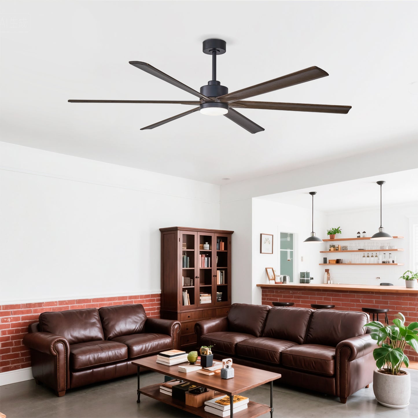 70" Ceiling Fan with Lights - Quiet DC Motor, 6 Speed, Reversible - Matte Black