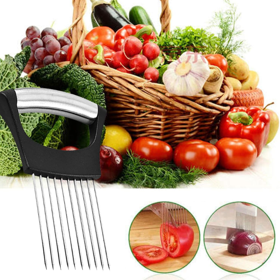Stainless Steel Onion Holder & Veggie Slicer - Multi-Use Cutter
