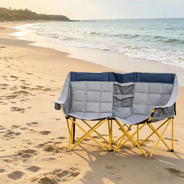 Double Folding Camping Chair with Carry Bag and Cup Holder