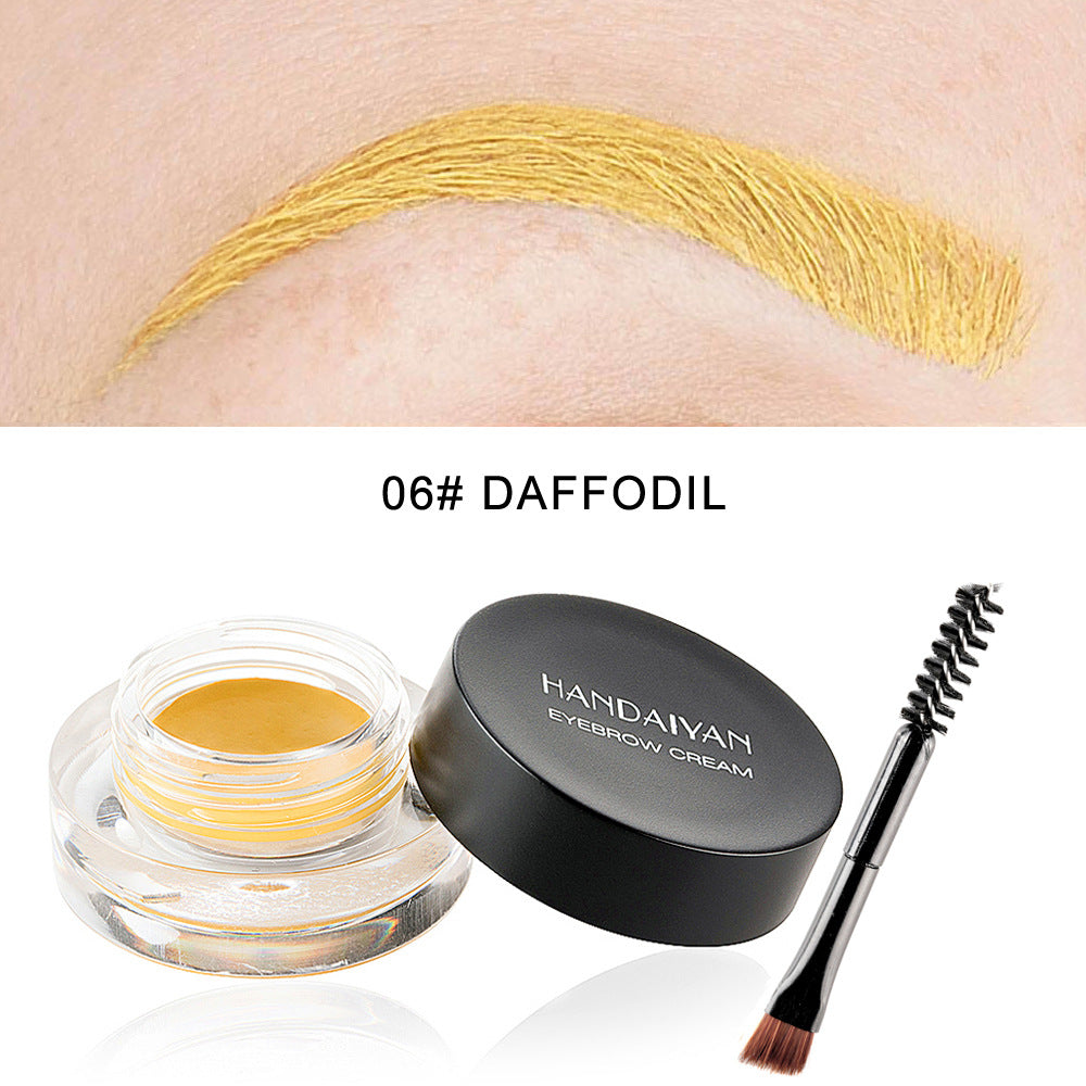 Waterproof Long-Lasting Eyebrow Cream Set - 12 Colors with Brush