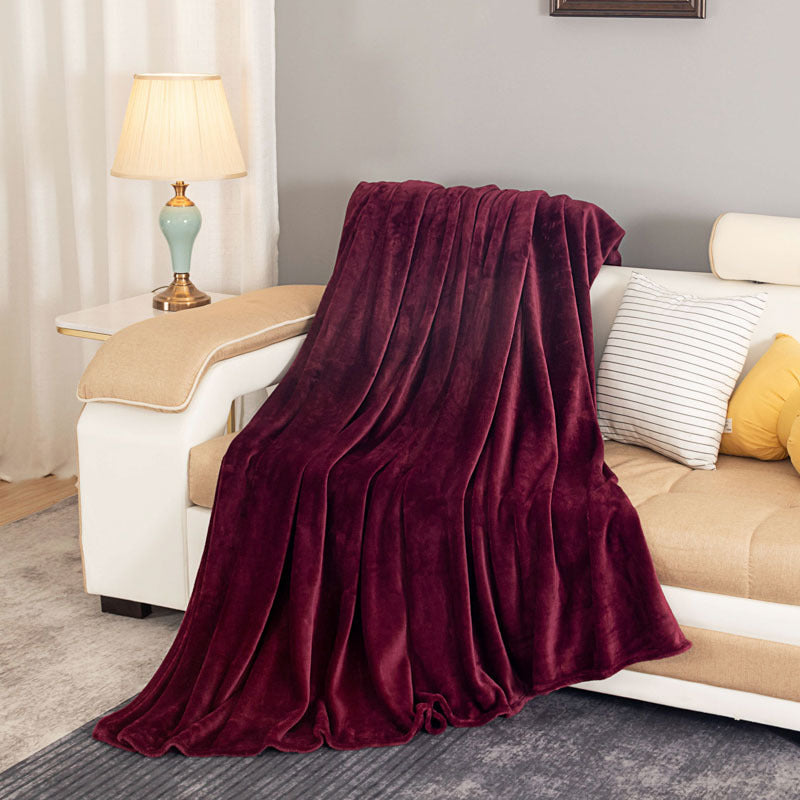Thickened Coral Fleece Blanket Solid Color Vegan-Friendly Home Bedding