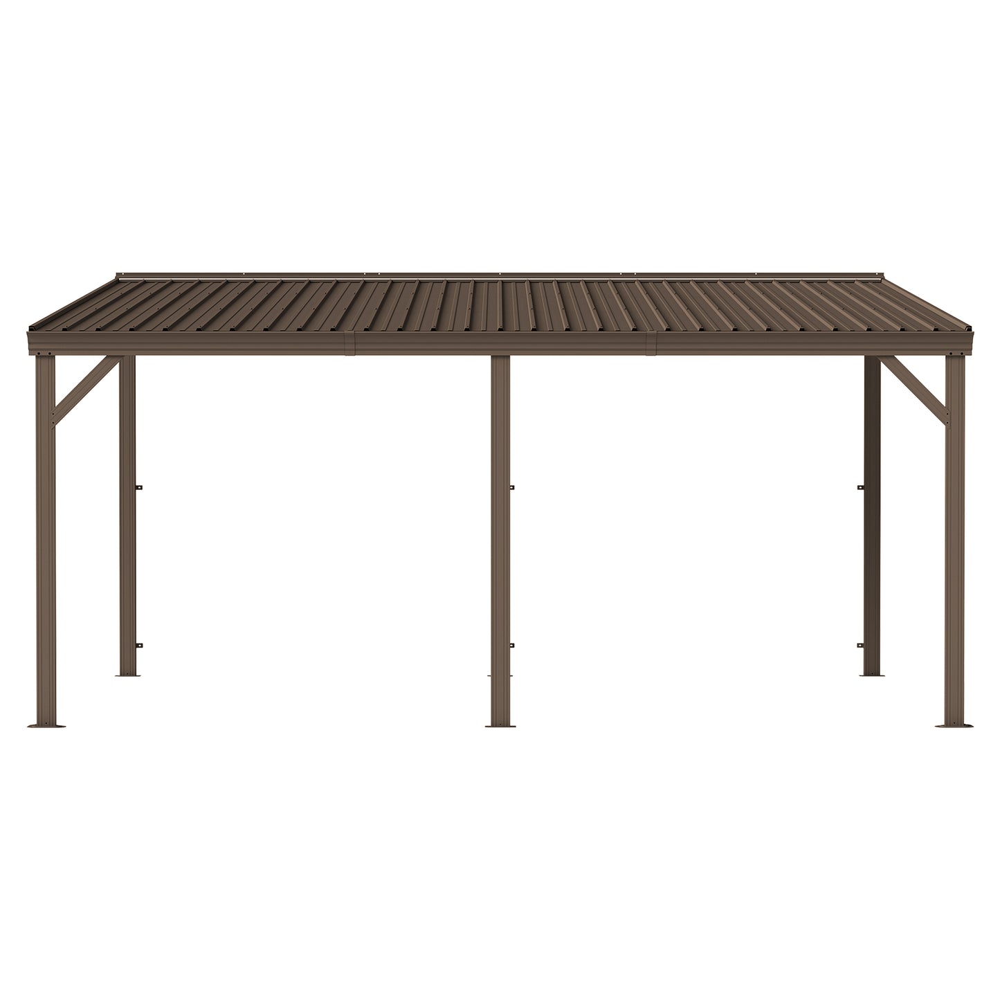 12 X16 Hardtop Lean To Gazebo With Gutters, Connectable Wall Mounted