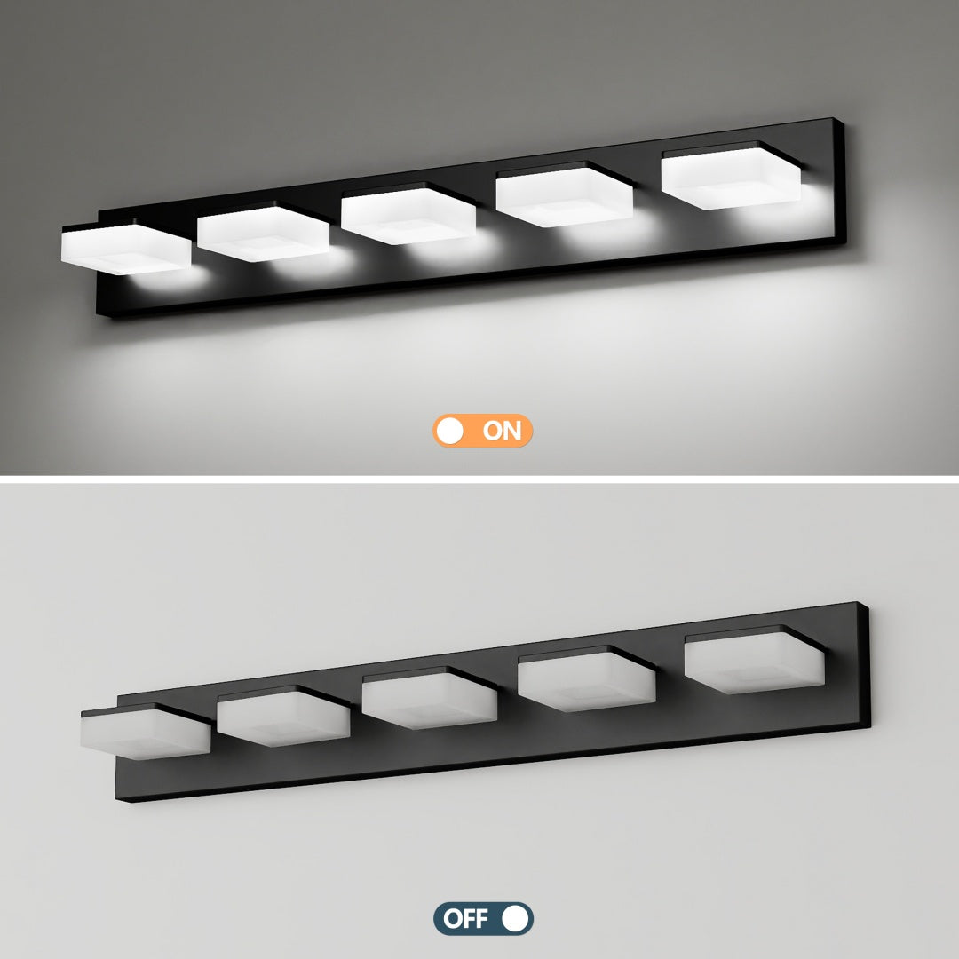 32-Inch LED Bathroom Vanity Light Fixture - 5-Light, Matte Black