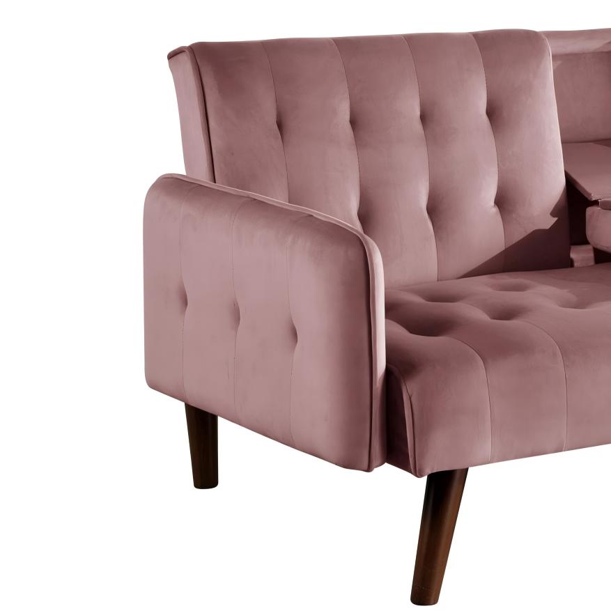 72 Sleeper Sofa Bed - Convertible Folding Backrest To Full With Cup
