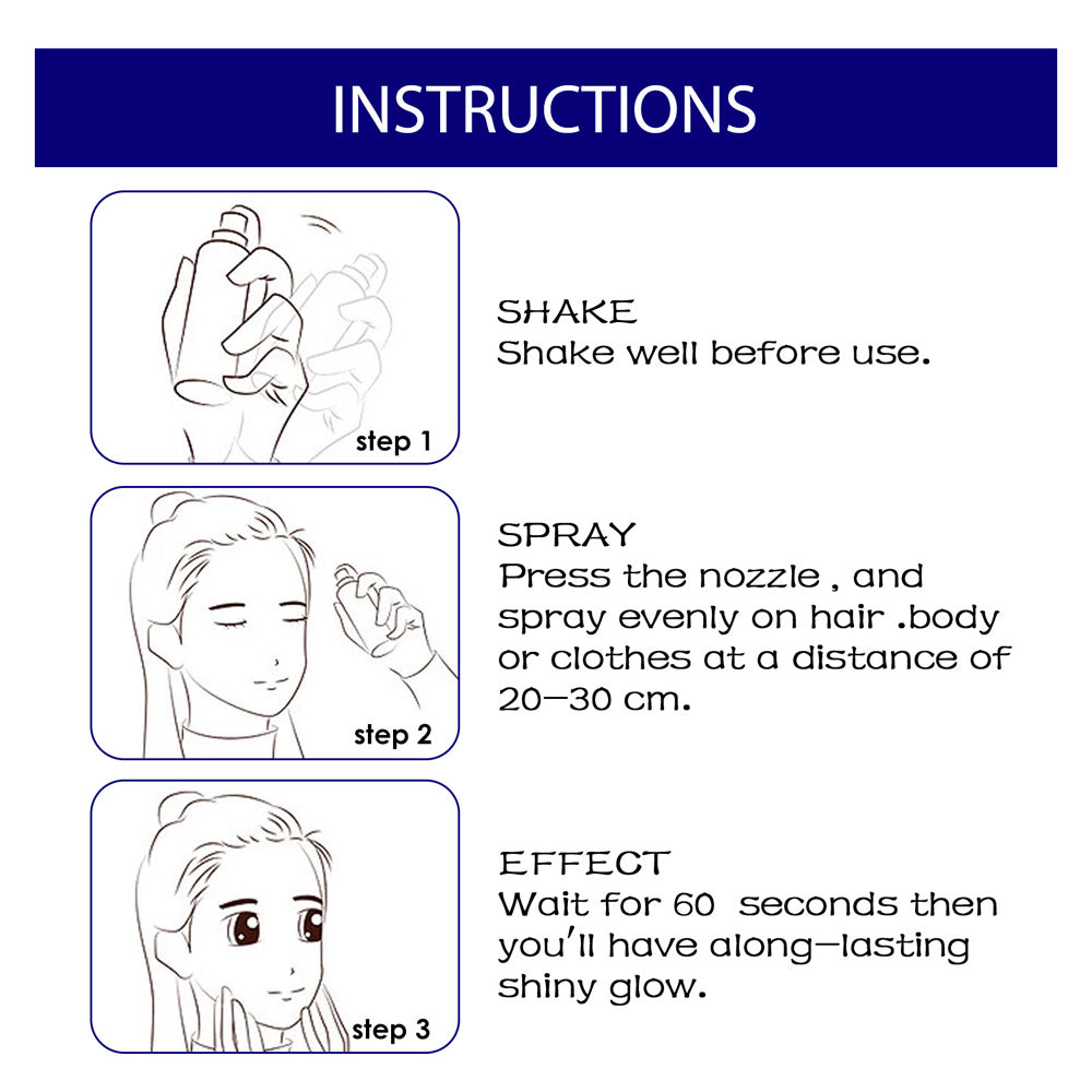 Long-Lasting Glitter Spray for Hair and Body - 60ml Blue Sparkle Shimmer