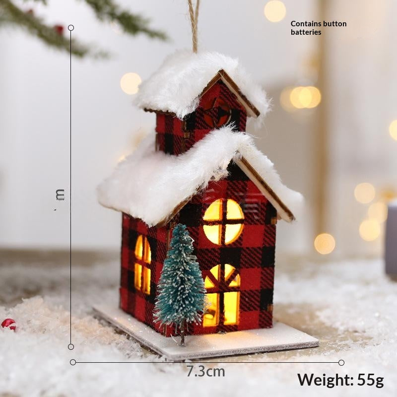Creative Christmas Wooden House Pendant Decor - Rustic Holiday Ornaments