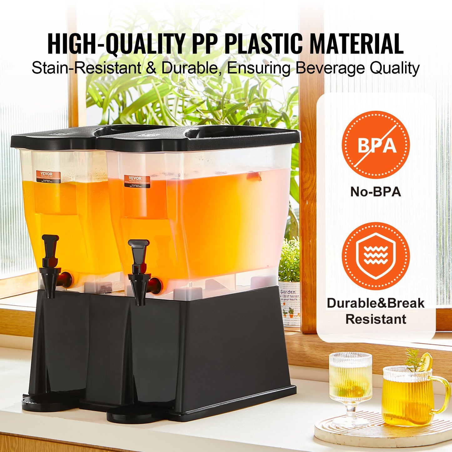 3 Gallon Beverage Dispenser Set - Dual Drink Dispensers with Stand