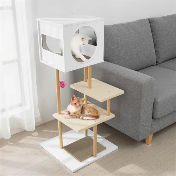 Multi-Level Cat Tree with Scratching Pads & Condo - Indoor Pet Tower