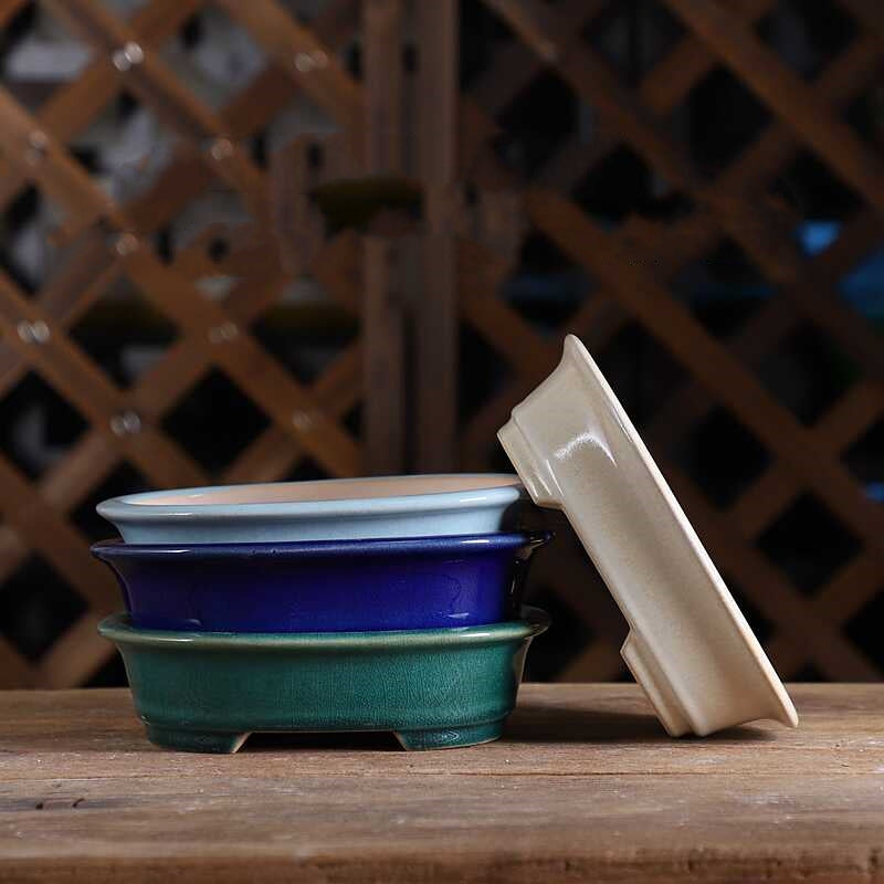 Portable Oval Yixing Clay Flower Pot for Home & Garden