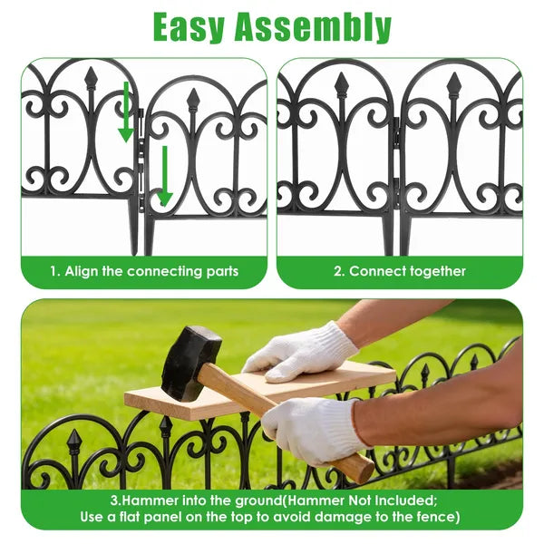 10-Pack Decorative Garden Fence Panels - Flexible Edging Border