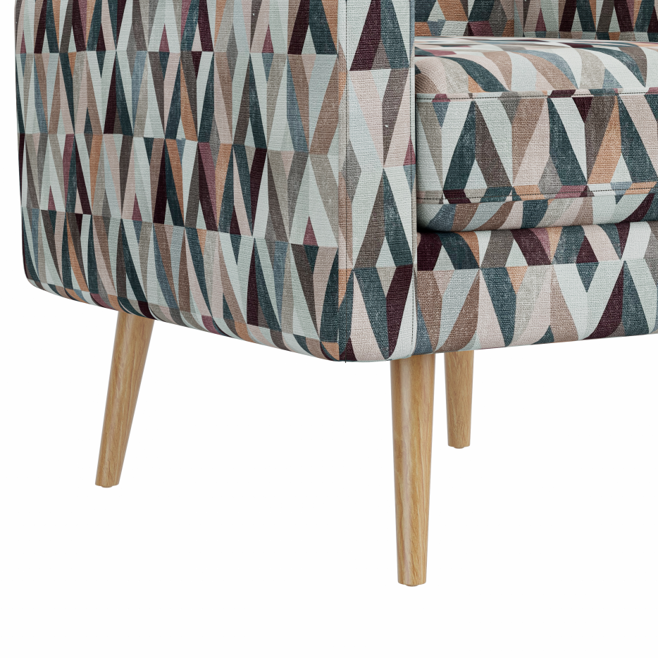 Darien Accent Arm Chair - Red and Tan Prism Pattern