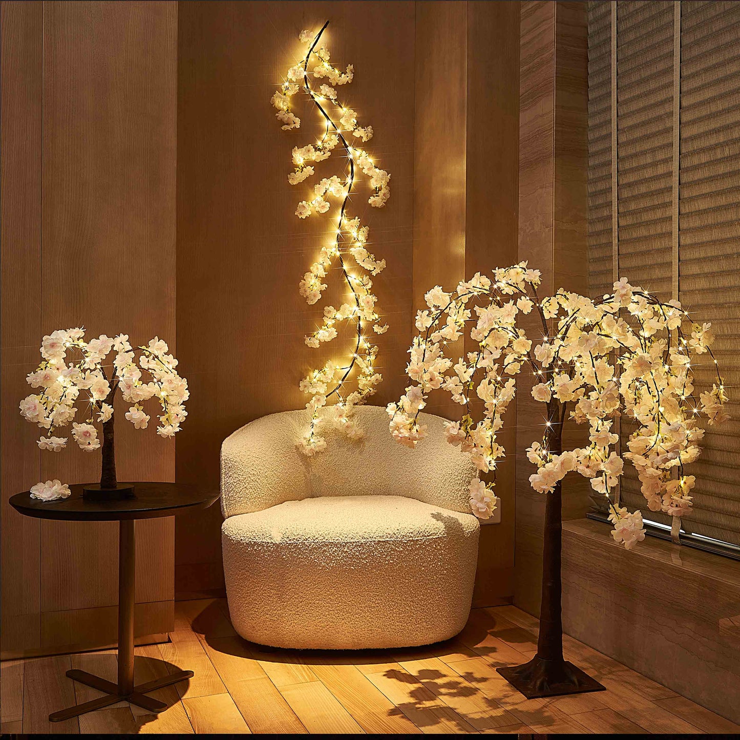 Cherry Blossom Tree LED Light with Simulated Petals - 18-Inch