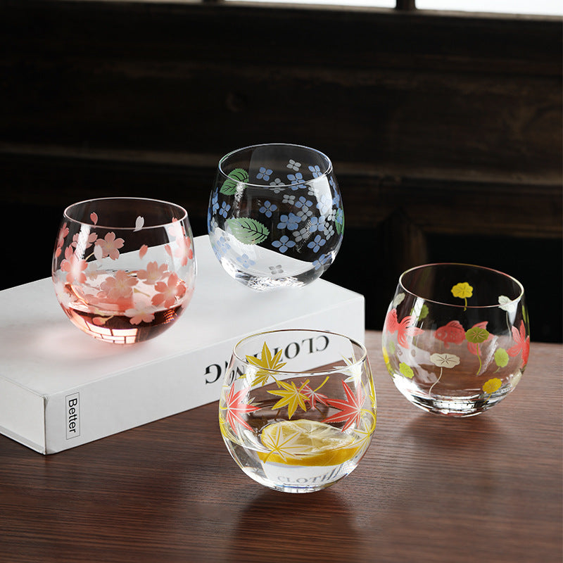 Cherry Blossom Tumbler Glass Cup for Home Office Drinkware