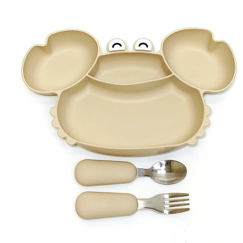 All-in-One Baby Feeding Tray with Compartments Silicone Dinnerware Set