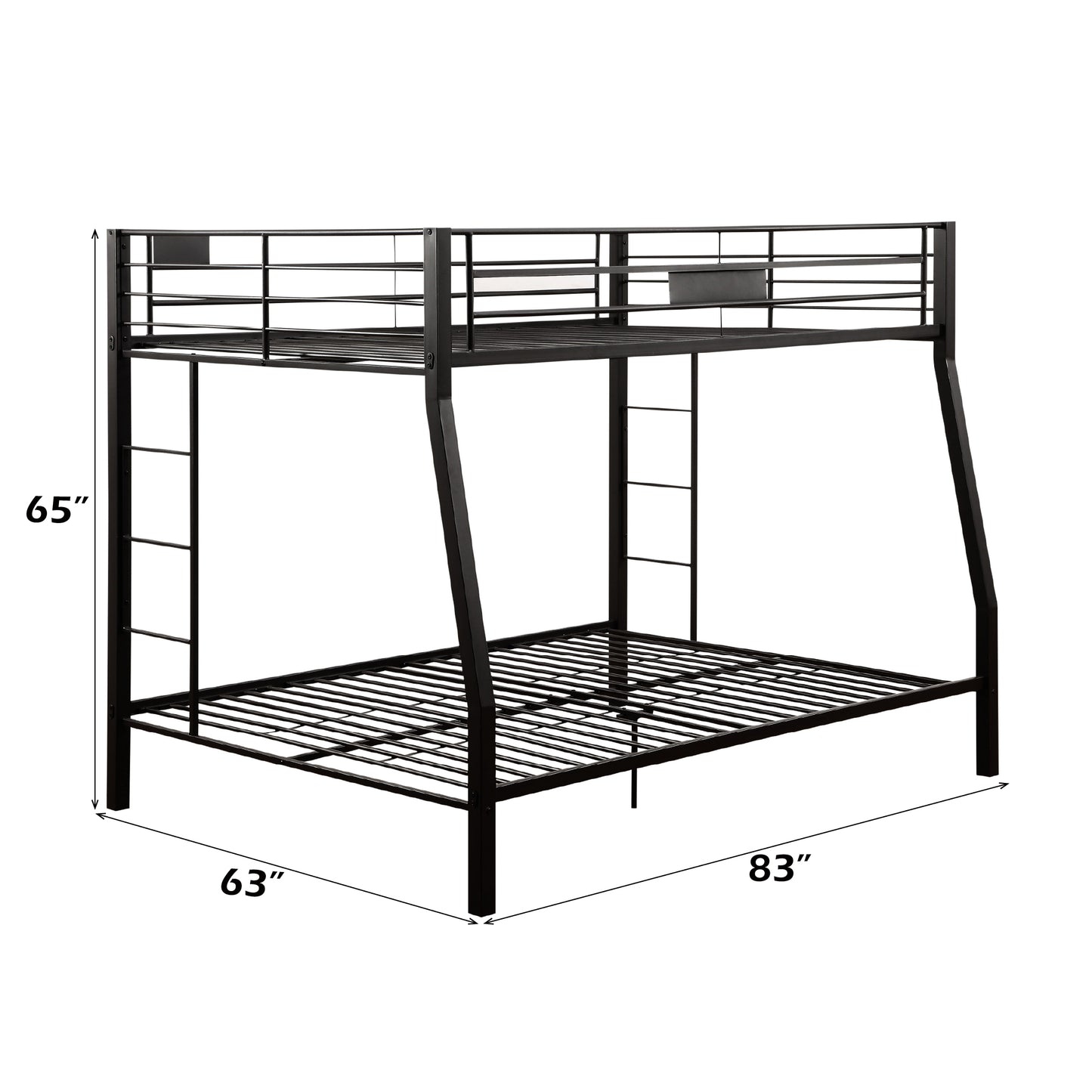 Limbra Sandy Black Finish Full XL Queen Bunk Bed - Metal Frame