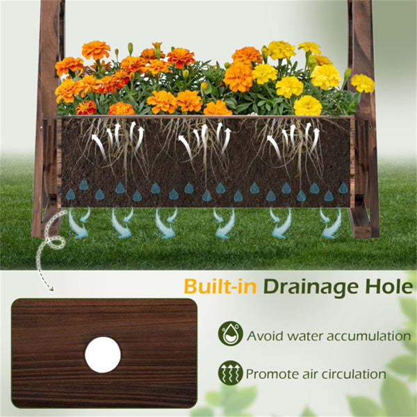2-Tier Vertical Raised Garden Bed with Burned Finish - Rustic Wooden Planter for Weddings and Garden Decor