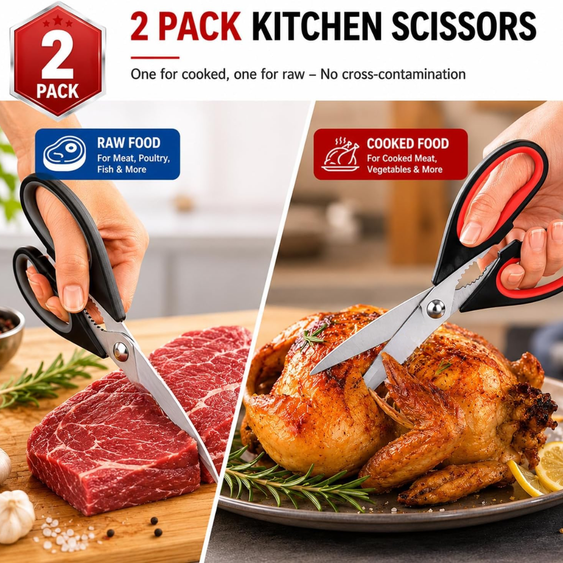 Heavy Duty Kitchen Scissors - All Purpose 8.66" Shears