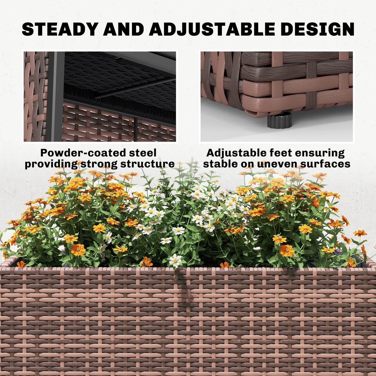Tall Rectangular Plant Pot with Removable Liner - Indoor Outdoor Garden Planter