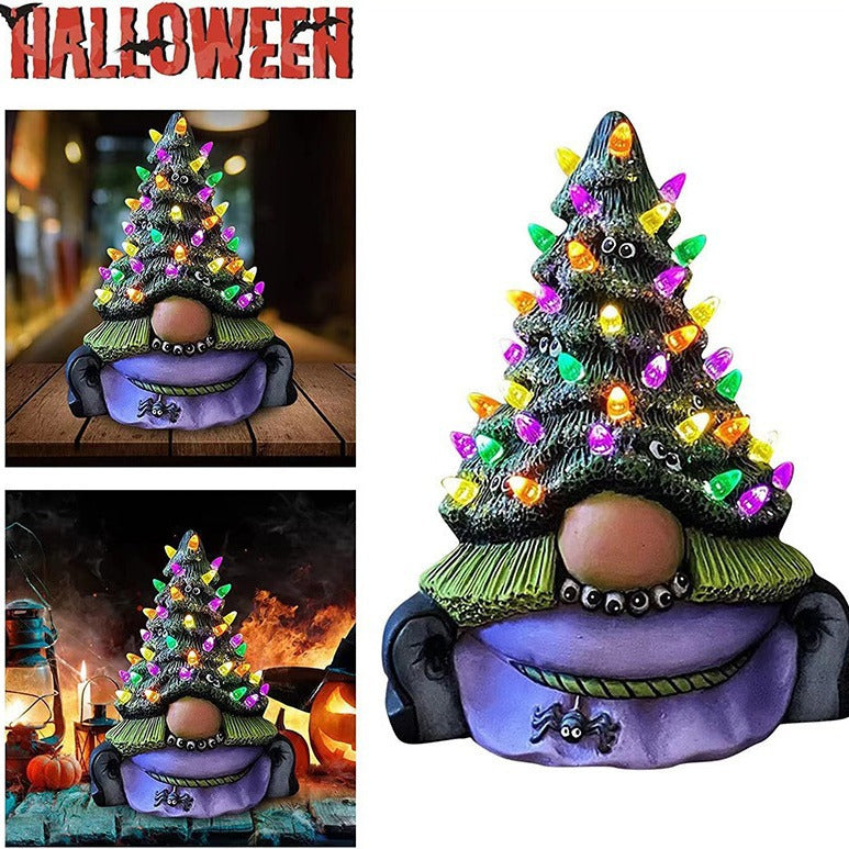 Christmas Tree Resin Ornament with Light - Decorative Holiday Sculpture