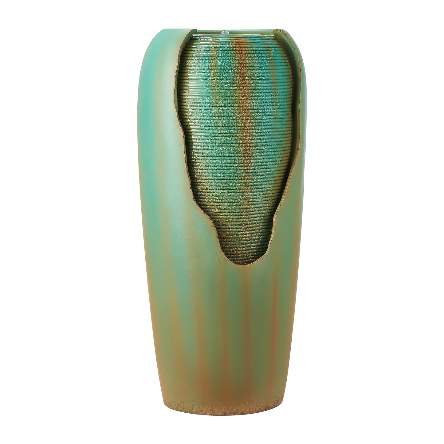 Outdoor Water Fountain 1-Tier Glazed Jar Style - 30.71 In Garden Decor, Blue
