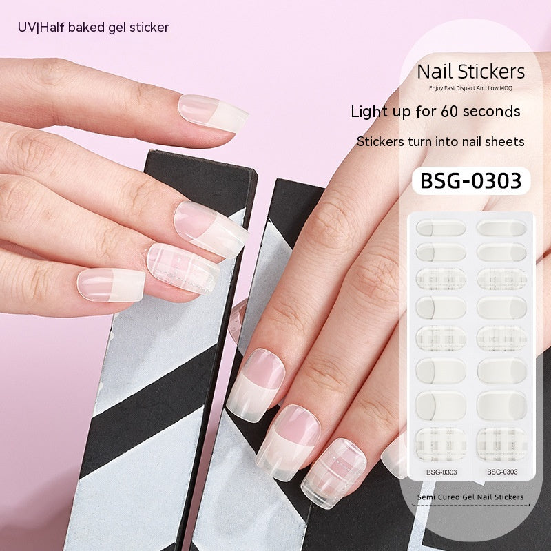 Christmas Gel Nail Art Stickers Set - Semi-Curing Nail Decals for Festive Nails