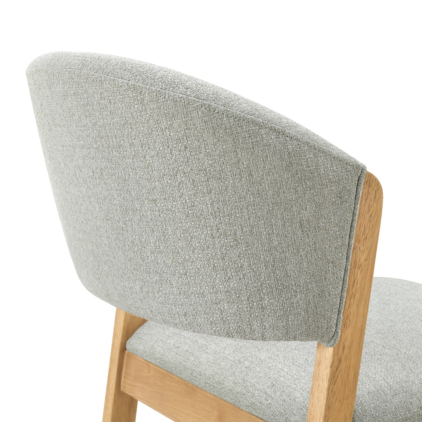 Set of 2 Mid-Century Modern Upholstered Dining Chairs - Grayish Green & Natural Oak