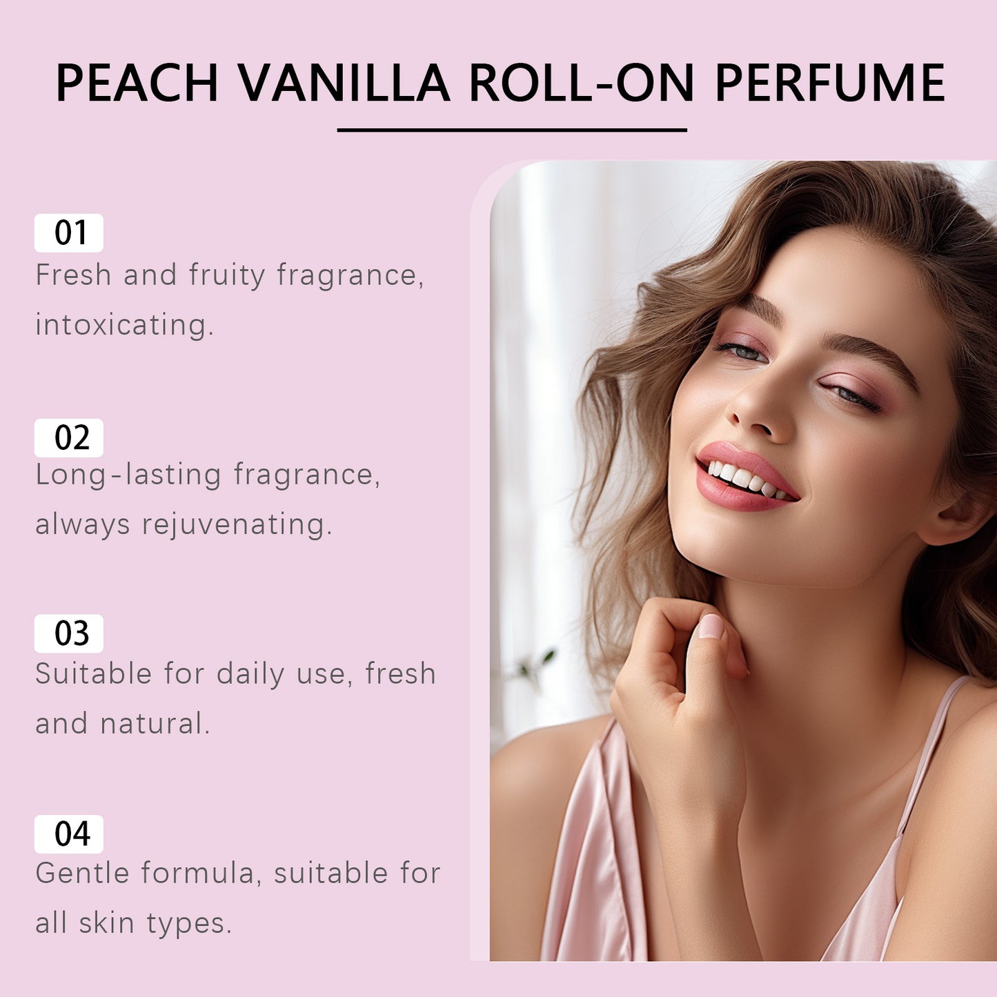 Peach Vanilla Roll-On Perfume - 10ml Long-Lasting Fragrance for Women