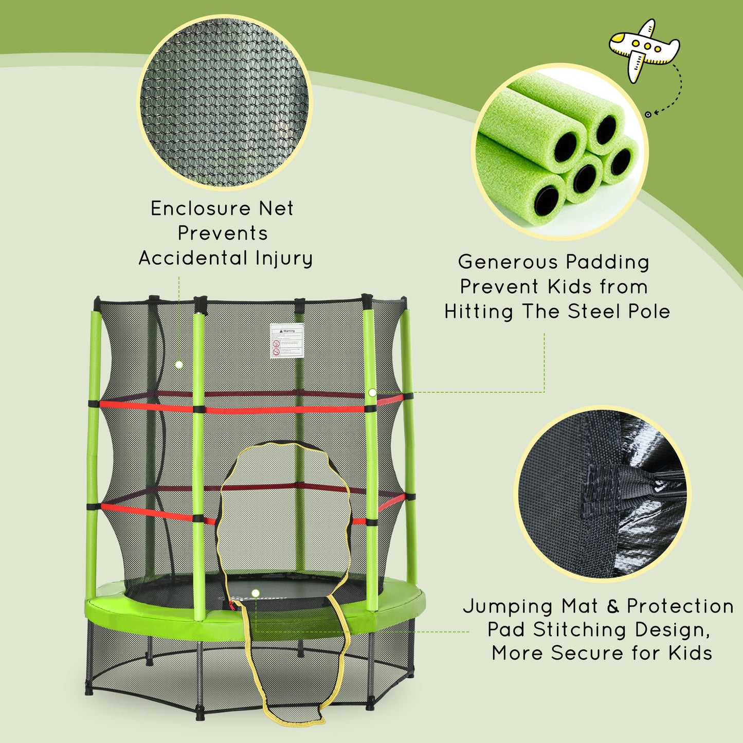 5FT Kids Trampoline with Enclosure Net - Safe Fun for Ages 3-6
