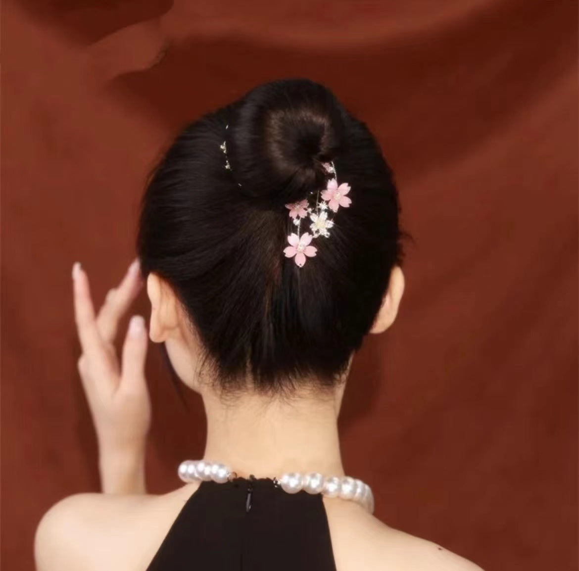 Cherry Blossom Hairpin for Women Side Clip Hair Accessory