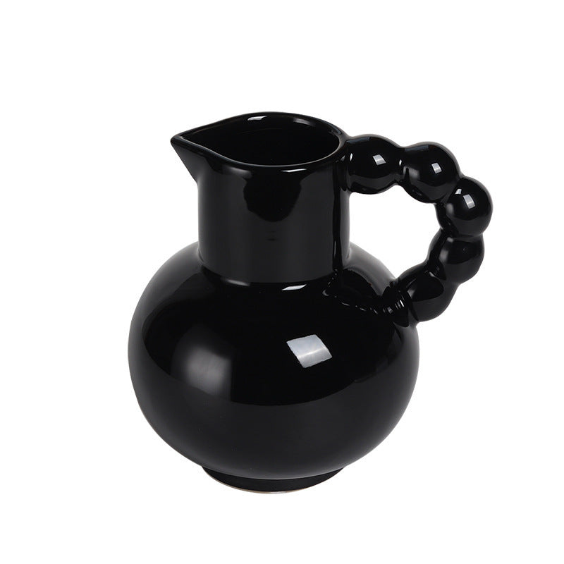 French Ceramic Vase Set - Cream, Black, and Beige Decorative Flowers & Tulips