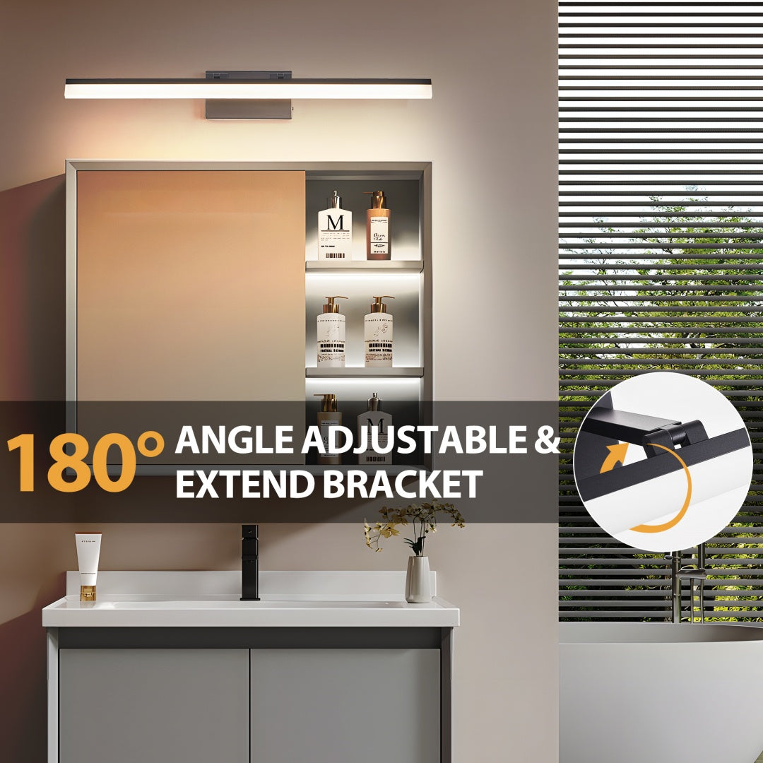 32 Inch Modern LED Vanity Light - Black Metal Wall Fixture