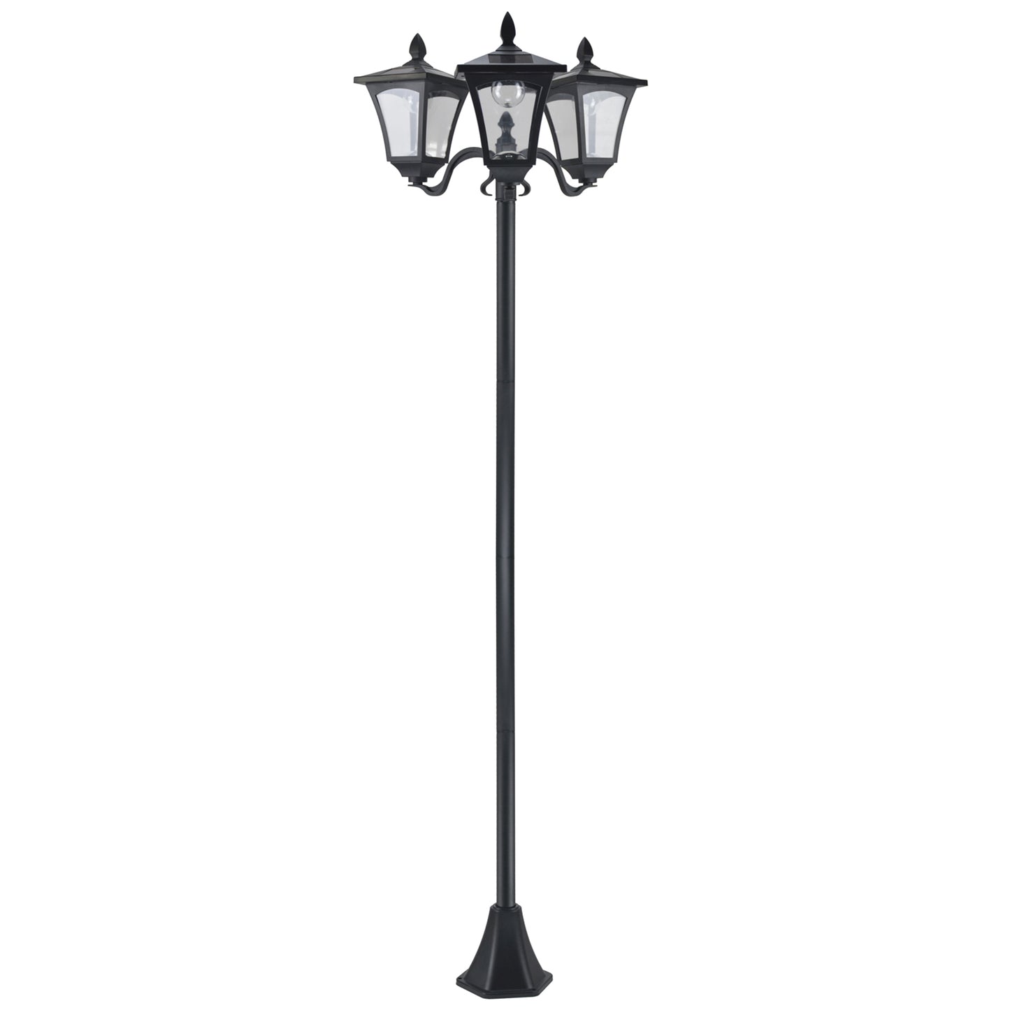 Solar Powered Outdoor Lamp Post Light - Triple Head, 72 Inches