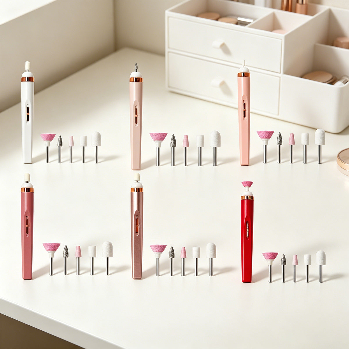 Electric Nail Drill in Rose Gold - Nail Art Kit with Drill