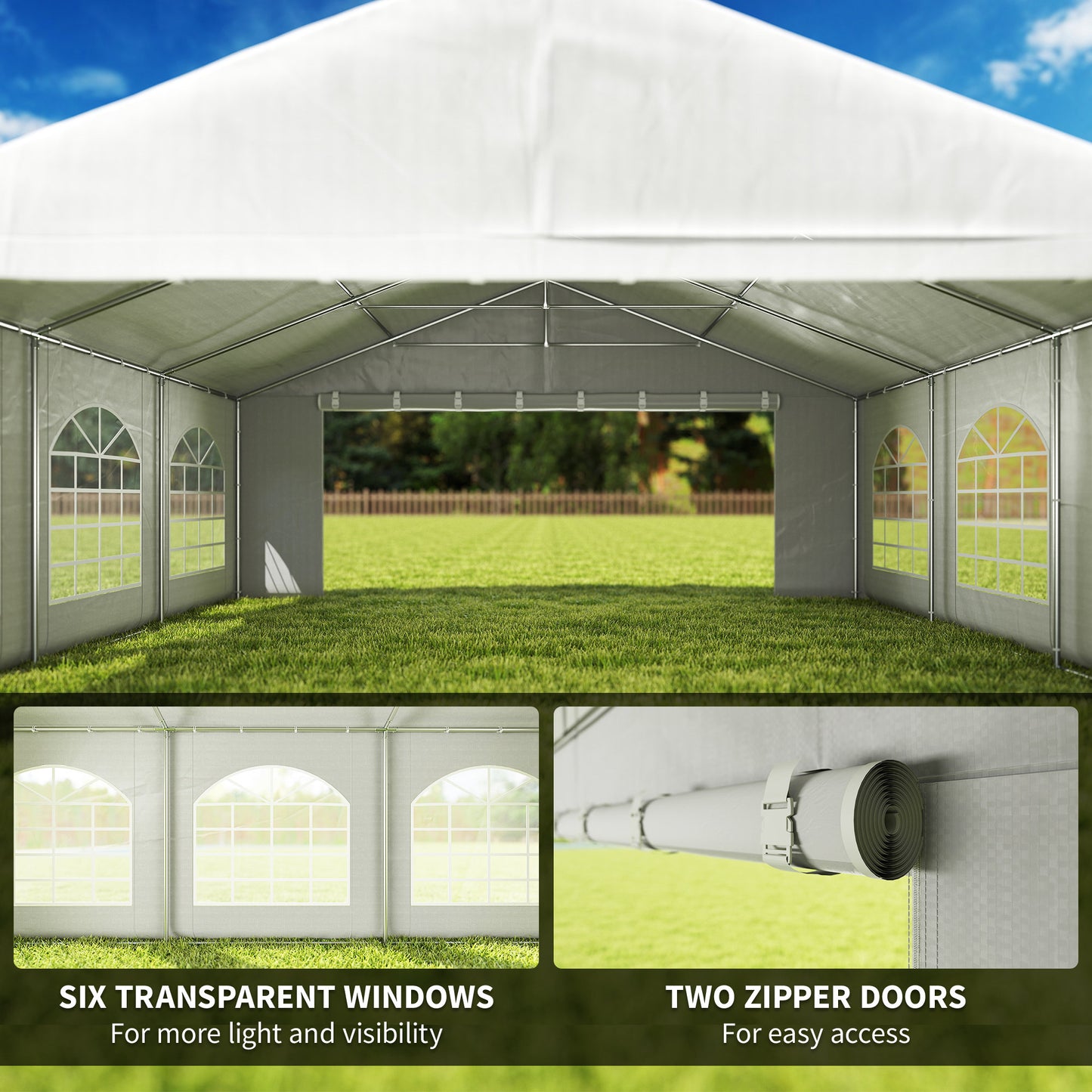 20' x 20' Heavy-Duty Wedding & Party Tent with Sidewalls - White