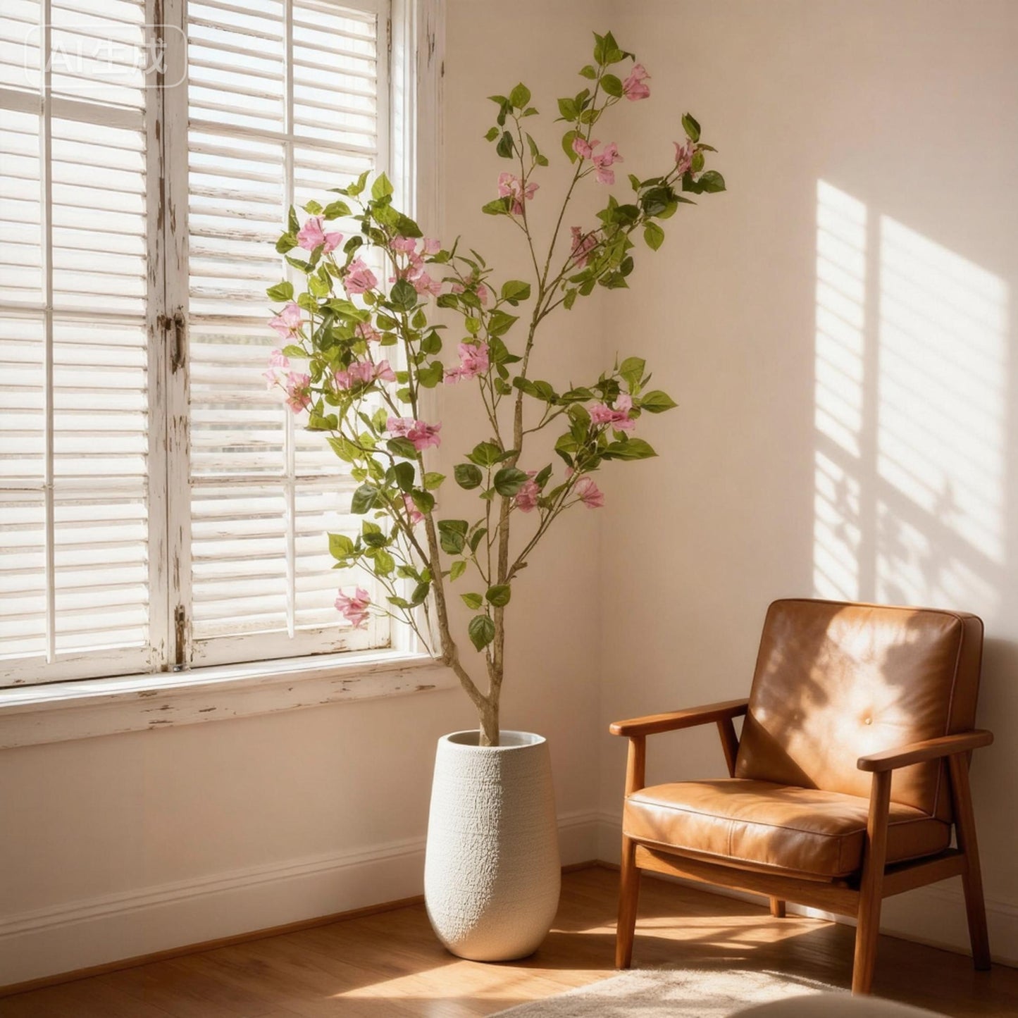 60-Inch Artificial Bougainvillea Tree - Baby Pink & Green Leaf