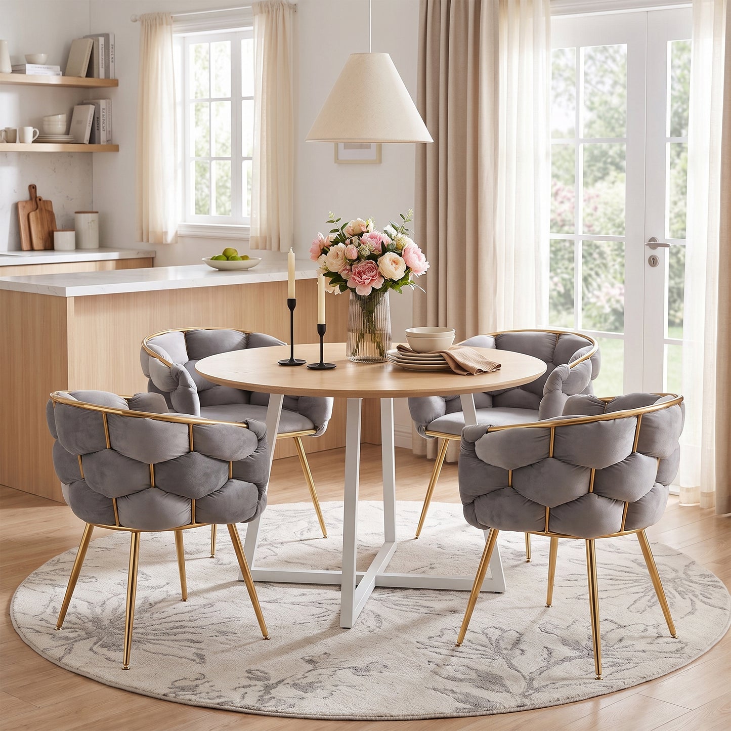 Velvet Accent Chair - Modern Gray Sofa Chair for Bedroom