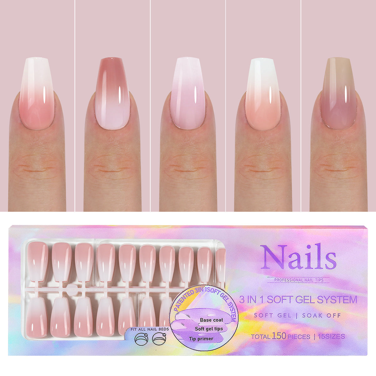 Manicure Nail Art & Wear Armor Set - French Seamless Detachable Tips