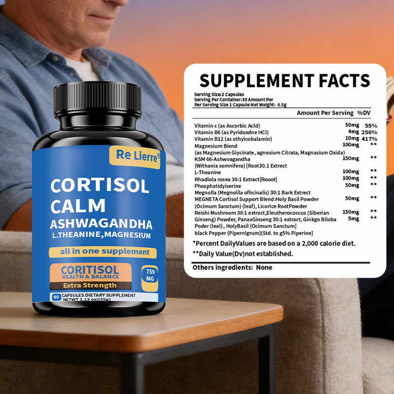 Stress Management Capsules with Ashwagandha & L-Theanine - 60 Capsules