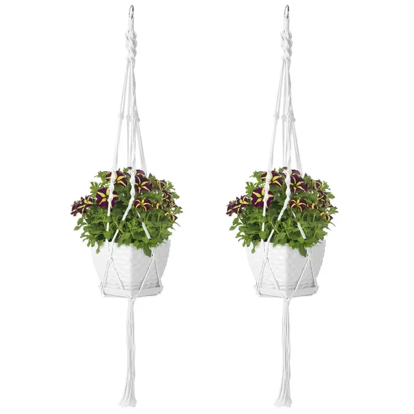 2 Pack Cotton Rope Plant Hangers for Indoor Outdoor Flowerpots 40 Inch