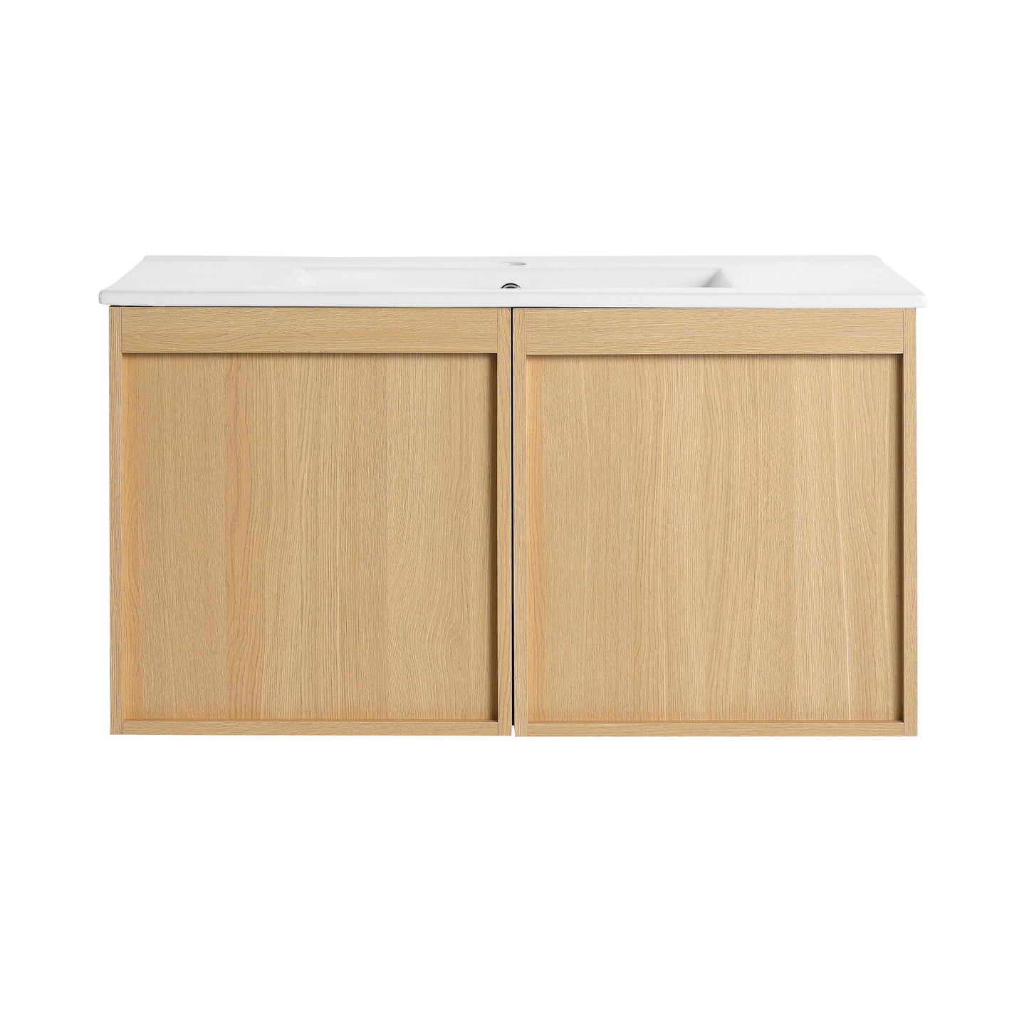 36" Wall-Mounted Bathroom Vanity with Sink - Light Oak