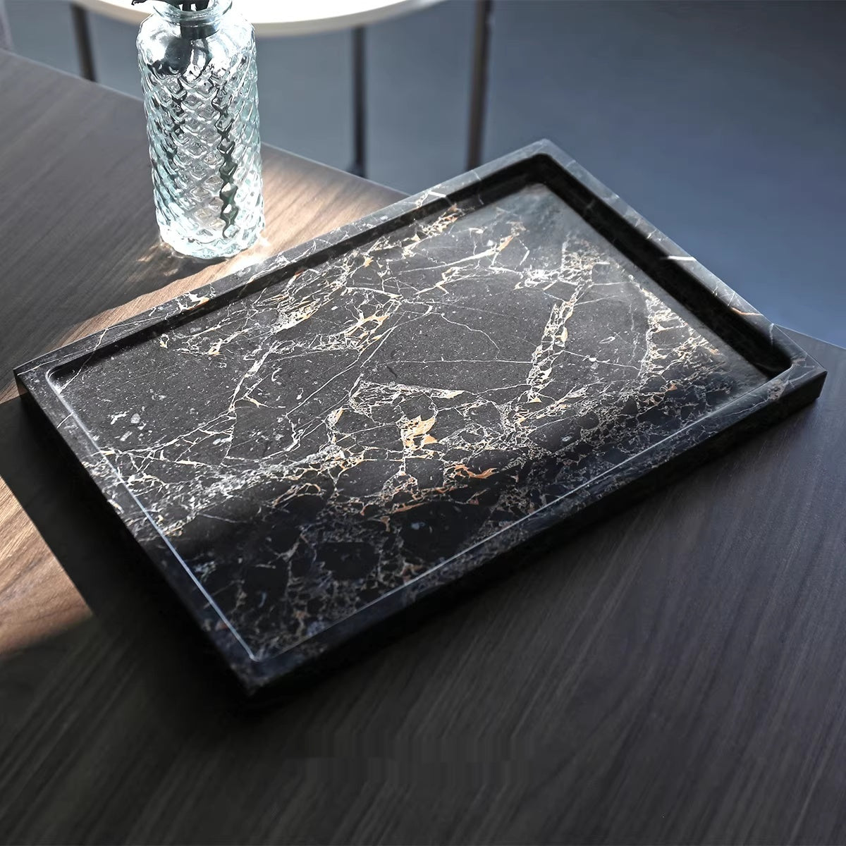 Natural Marble Bathroom Storage Tray Rectangular Organizer - Large Variety