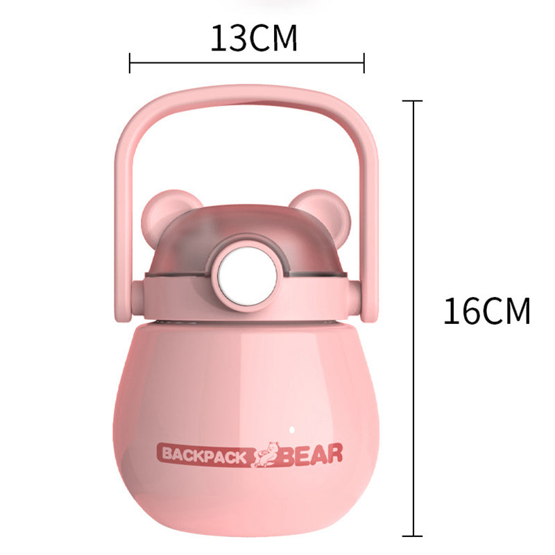 Children's Double-Wall Heat-Resistant Drink Cup with Straw - 600ml