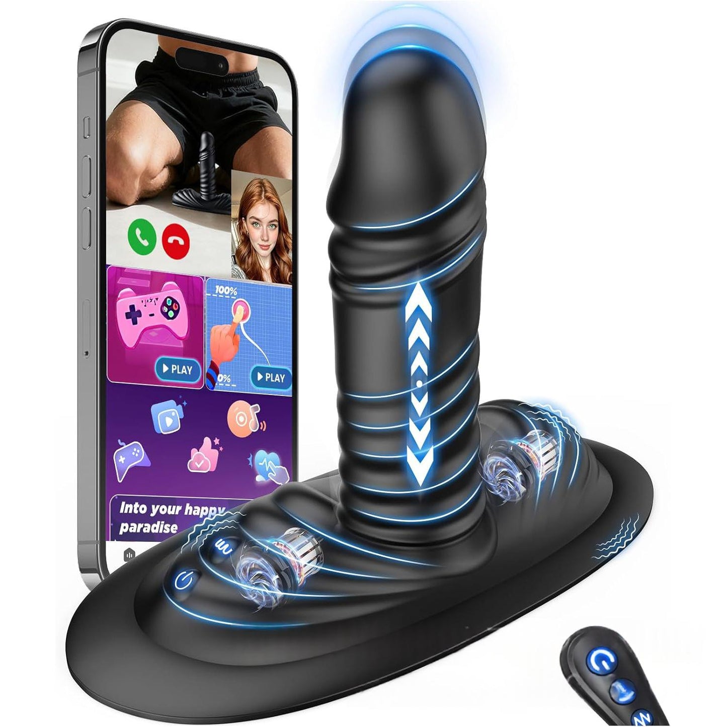 Telescopic Saddle Seat Cushion with Remote Control for Prostate Massage