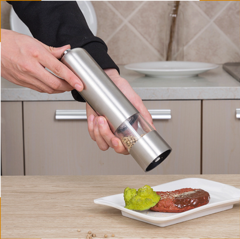 Electric Pepper Grinder Stainless Steel Adjustable Coarse Salt & Spice Mill