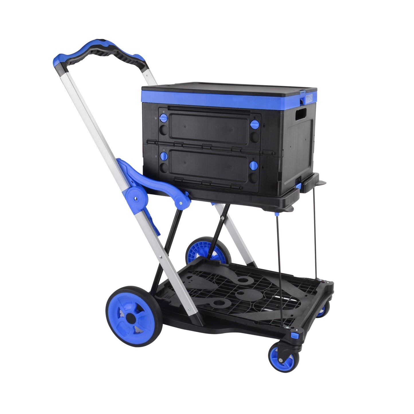 Heavy Duty Collapsible Shopping Cart with Wheels - Blue & Black