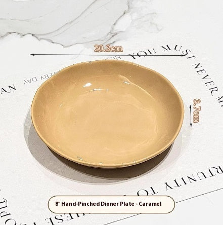 8-Inch Ceramic Dinner Plate - Deep Round Food Plate for Kitchen & Dining