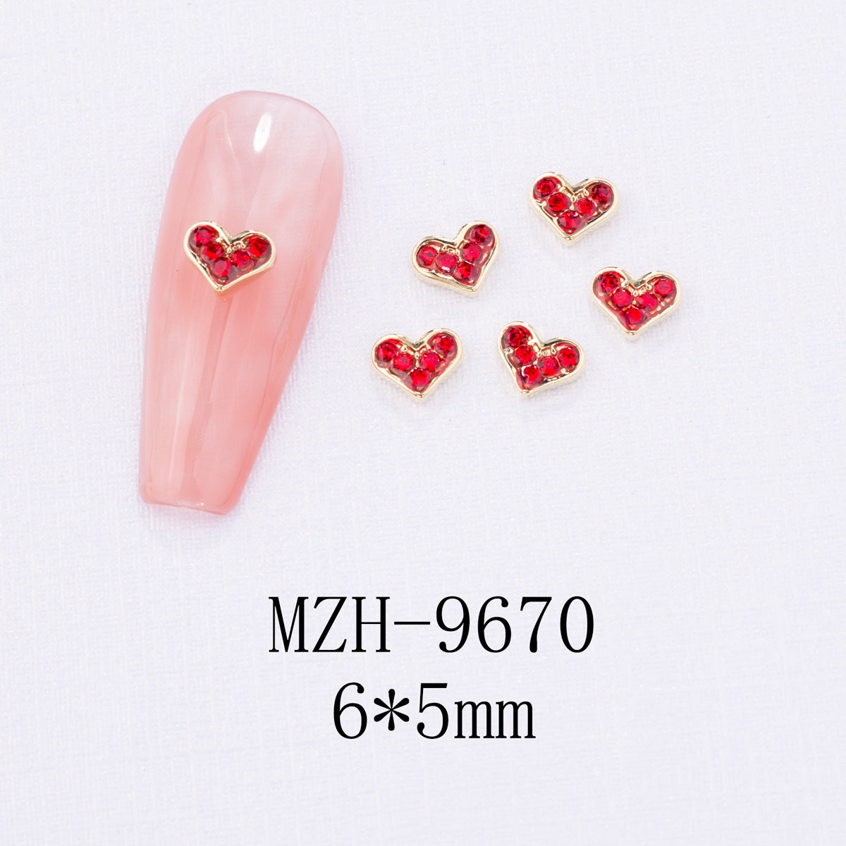 Glass Nail Decorations with Red Bow Design - Assorted Series