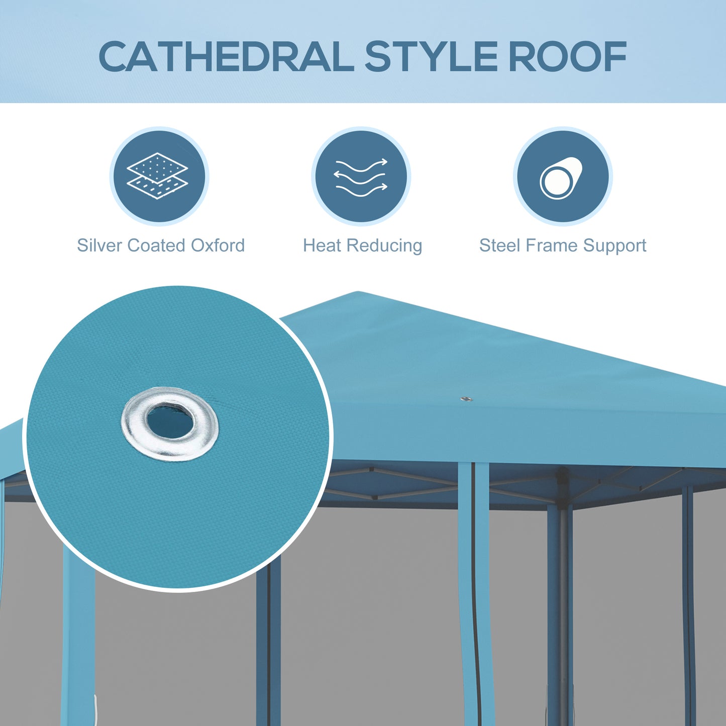 10x10 Pop Up Canopy Tent with Netting & Carry Bag - Light Blue