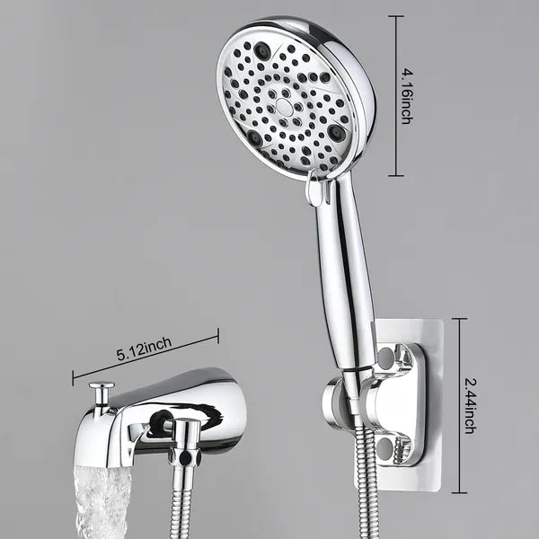 8-Setting High-Pressure Handheld Shower with Hose & Diverter, All-Metal Bathroom Fixture