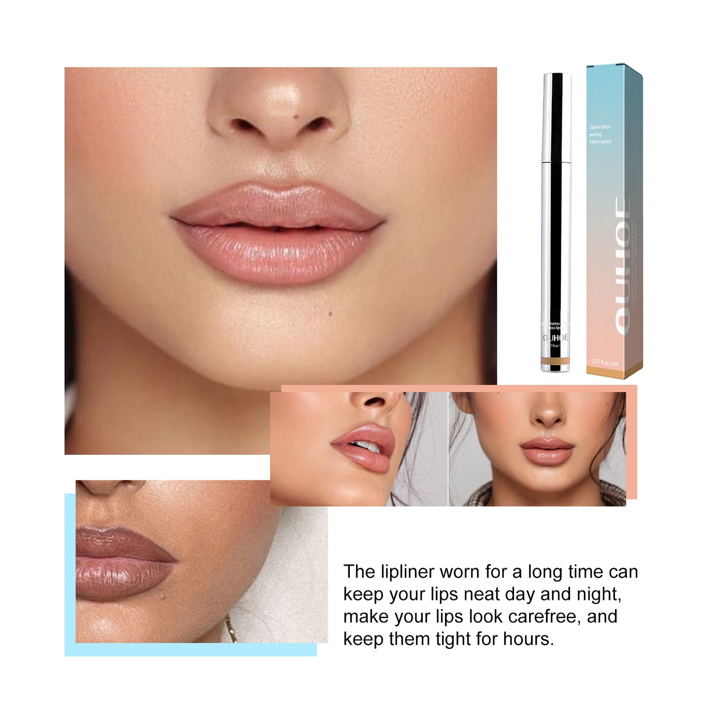 Peel-Off Lip Liner Stain - Long-Lasting Waterproof Lip Color - Dark Brown